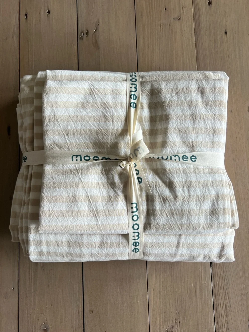 MooMee Striped Duvet Cover Set Queen 100% Washed Cotton Line